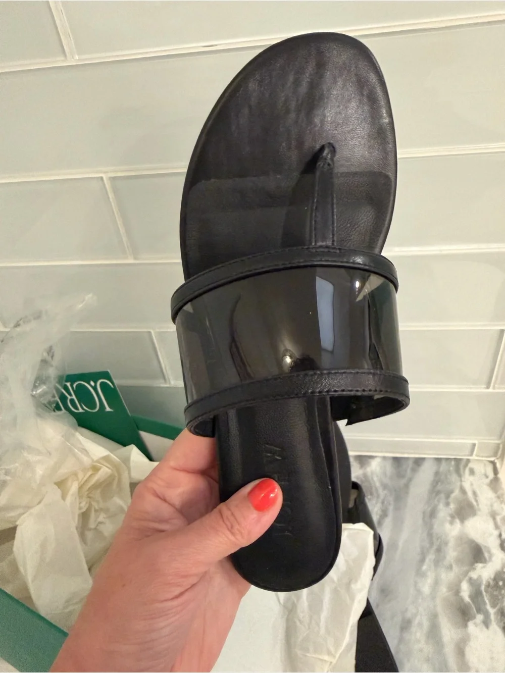 NWT JCrew Audrey Jelly and Leather Thong Sandals in size 7.5